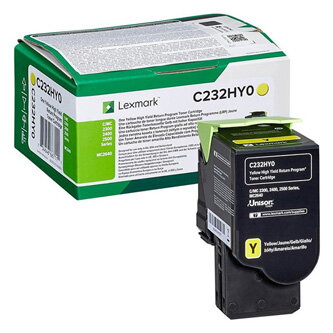 Lexmark originální toner C232HY0, yellow, 2300str., high capacity, return, Lexmark C2325dw,C2425dw,C2535dw,MC2325adw,MC2425adw