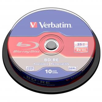 Verbatim BD-RE, Single Layer ScratchGuard Plus, 25GB, cake box, 43694, 2x, 10-pack, pro archivaci dat