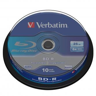 Verbatim BD-R, Single Layer, 25GB, cake box, 43742, 6x, 10-pack, pro archivaci dat