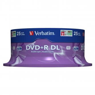 Verbatim DVD+R DL, Double Layer Matt Silver, 43757, 8.5GB, 8x, spindle, 25-pack, 12cm, pro archivaci dat