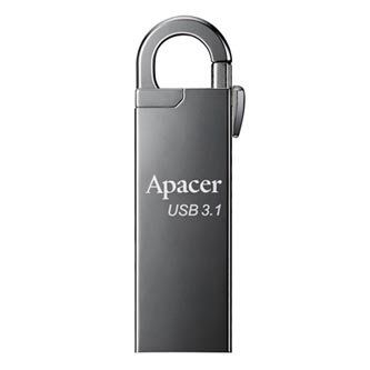Apacer USB flash disk, USB 3.0 (3.2 Gen 1), 16GB, AH15A, stříbrný, AP16GAH15AA-1, USB A, s karabinkou