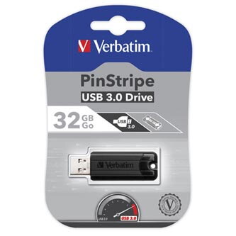 Verbatim USB flash disk, USB 3.0 (3.2 Gen 1), 32GB, PinStripe, Store N Go, černý, 49317, USB A, s výsuvným konektorem