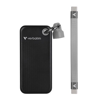 SSD Externí Verbatim Pocket SSD Black/Grey, 32194, 2000GB, černý, M.2, obsahuje USB C kabel a pytlík, 1000 MB/s-R, USB-C, 1000 MB/