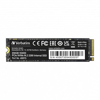 SSD Interní Verbatim Vi3000 M.2, 49373, 256GB, černý, 3300 MB/s-R, NVMe, 1300 MB/s-W