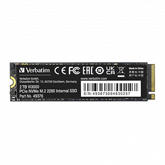 SSD Interní Verbatim Vi3000 M.2, 49376, 2000GB, černý, 3300 MB/s-R, NVMe, 3000 MB/s-W