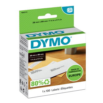 Dymo papírové štítky 89mm x 28mm, bílé, adresní, 130 ks, 1983173