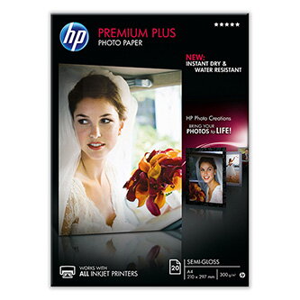 HP Premium Plus Semi-Gloss Photo Paper, foto papír, pololesklý, bílý, A4, 300 g/m2, 20 ks, CR673A, inkoustový