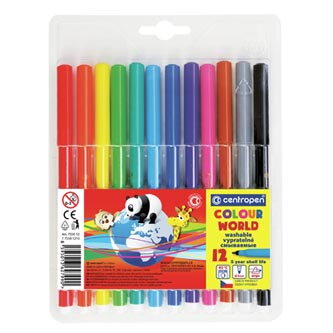 Centropen, sada popisovačů 7550, color, 12ks, 1mm, válcový hrot odolný proti zatlačení