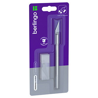 Papírnický skalpel hliníkový, 8mm, 1ks, Berlingo, 5 náhradních čepelí
