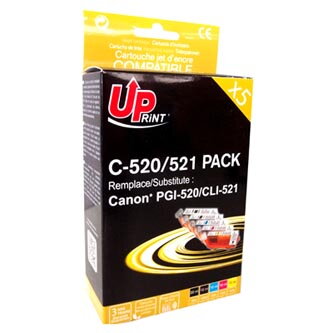 UPrint kompatibilní ink s CLI521, 2xblack/1xcyan/1xmagenta/1xyellow, C-520/521 PACK, s čipem, pro Canon iP3600, iP4600, MP620, MP6