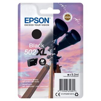 Epson originální ink C13T02W14010, 502XL, T02W140, black, 9.2ml, Epson XP-5100, XP-5105, WF-2880dwf, WF2865dwf