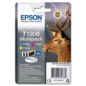 Epson originální ink C13T13064012, T1306, cyan/magenta/yellow, 30,3ml, Epson Stylus Office BX320FW