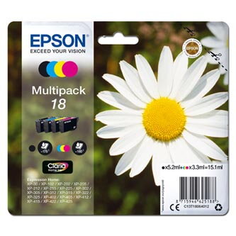 Epson originální ink C13T18064012, T180640, CMYK, 3x3,3/5,2ml, Epson Expression Home XP-102, XP-402, XP-405, XP-302