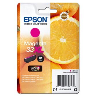 Epson originální ink C13T33634012, T33XL, magenta, 8,9ml, Epson Expression Home a Premium XP-530,630,635,830