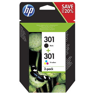 HP originální ink N9J72AE, black/color, blistr, 190/165str., HP 301, HP 2-pack Deskjet 1510, 3055A, Officejet 2622