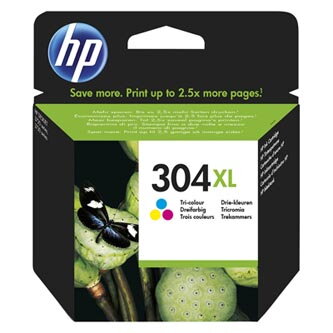 HP originální ink N9K07AE, HP 304XL, Tri-color, blistr, 300str., 7ml, HP DeskJet 2620,2630,2632,2633,3720,3730,3732,3735