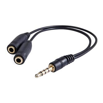 Audio Redukce, Jack, Jack (3,5 mm) M (4-pólový)-Jack (3,5mm) 2x F, 0.2, stereo, černá