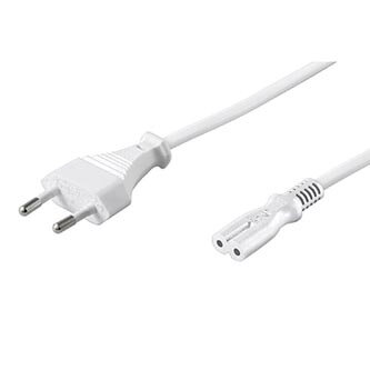 Síťový kabel 230V napájecí, CEE7 (vidlice)-C7, 1.5m, VDE approved, bílý, 2 pinová koncovka