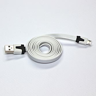 Kabel USB (2.0), USB A M- USB micro B M, 1m, plochý, bílý
