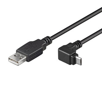 Kabel USB (2.0), USB A M- USB micro M, 1.8m, lomený 90°, černý
