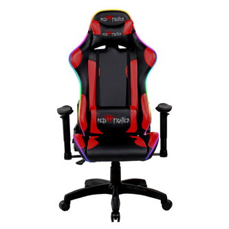 Herní křeslo Red Fighter C8, černé, odnímatelné polštářky, RGB podsvícení