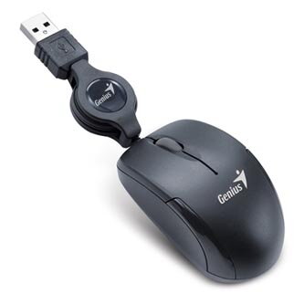 Genius Myš Micro Traveler V2, 1200DPI, optická, 3tl., 1 kolečko, drátová USB, černá, Micro