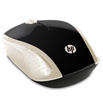 HP myš 200 Wireless Gold, 1000DPI, 2.4 [GHz], optická, 3tl., 1 kolečko, bezdrátová, zlatá, 2 ks AAA, MacOS X 10.x,Google Chrome OS