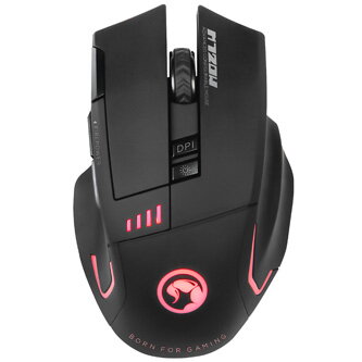 Marvo Myš M720W, 4800DPI, 2.4 [GHz], optika, 8tl., 1 kolečko, bezdrátová, černá, 1 ks AA, Nano přijímač, podsvícená