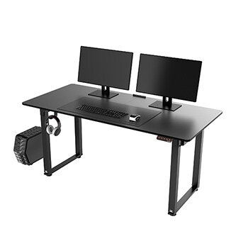 Pracovní stůl, elektricky nastavitelná výška, černá deska, 160X75 cm, 74-116 cm, UPLIFT, s XXL podložkou pod myš, ULTRADESK