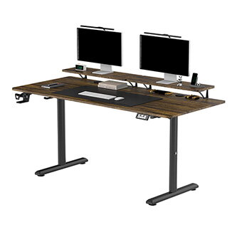 Pracovní stůl, elektricky nastavitelná výška, 160X70 cm, 72-117 cm, HIGHLANDER XXL BROWN, hnědý, ULTRADESK