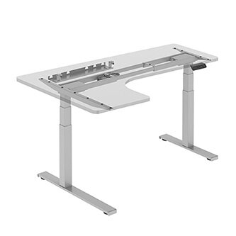 Rám rohového stolu, elektricky nastavitelná výška, organizér kabelů v balení, antikolizní systém, šedý, 125 kg nosnost, Powerton
