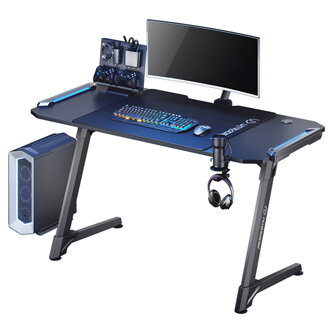 ULTRADESK Herní stůl SPACE XXL V2 BLACK, 144x70 cm, 75 cm, LED RGB podsvícení s dotykovým panelem, s XXL podložkou pod myš