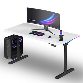 ULTRADESK Herní stůl QUEST, 140x70cm, 72-120cm, černá-bílá