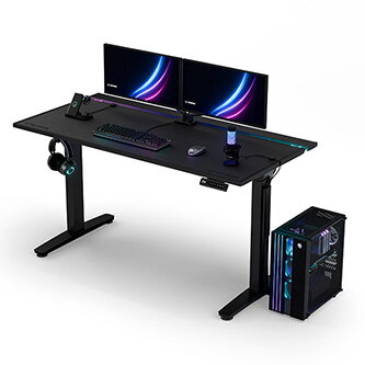 ULTRADESK Herní stůl VORTEX, 140,5x70cm, 72-122cm, černý