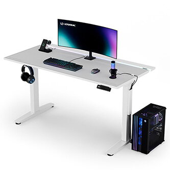 ULTRADESK Herní stůl VORTEX, 140,5x70cm, 72-122cm, bílý