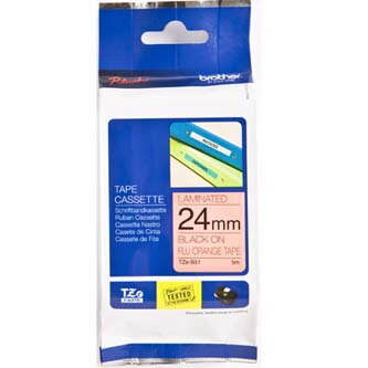 Brother originální páska do tiskárny štítků, Brother, TZE-B51, černý tisk/signálnÍ oranžový podklad, laminovaná, 5m, 24mm