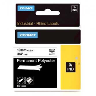 Dymo originální páska do tiskárny štítků, Dymo, 18484, černý tisk/bílý podklad, 5.5m, 19mm, RHINO permanentní polyesterová D1