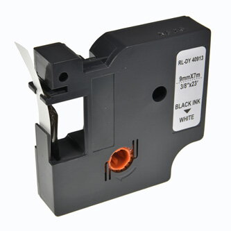 G&G kompatibilní páska do tiskárny štítků, pro Dymo, RL-DY 40913P BK/WT, S0720680, 40913, černý tisk/bílý podklad, 7m, 9mm, D1