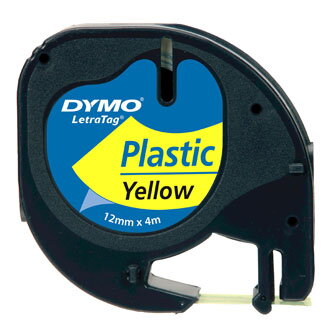 Dymo originální páska do tiskárny štítků, Dymo, 59423, S0721620, černý tisk/žlutý podklad, 4m, 12mm, LetraTag plastová páska