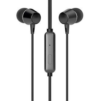 HP DHE-7000, sluchátka s mikrofonem, ovládání hlasitosti, černá, špuntová typ 3.5 mm jack