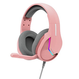 Marvo TACTIC 40, sluchátka s mikrofonem, drátová, růžová, 2.0, podsvícené, USB