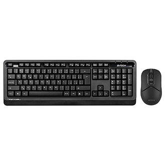 A4Tech FG1012S, Sada klávesnice s bezdrátovou optickou myší, AA, CZ, klasická, 2.4 [Ghz], bezdrátová, černá