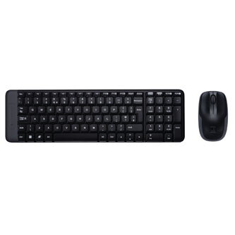 Logitech MK220, Sada klávesnice s bezdrátovou optickou myší, AAA, US, klasická, 2.4 [Ghz], bezdrátová, černá, 2x AA baterie pro my