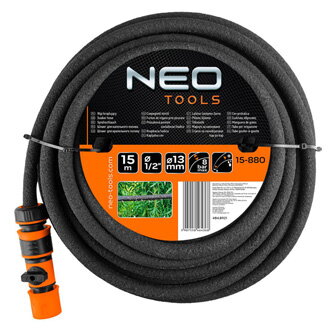 NEO TOOLS odkapávací hadice 15m, 1/2", 8bar, černá, 15-880